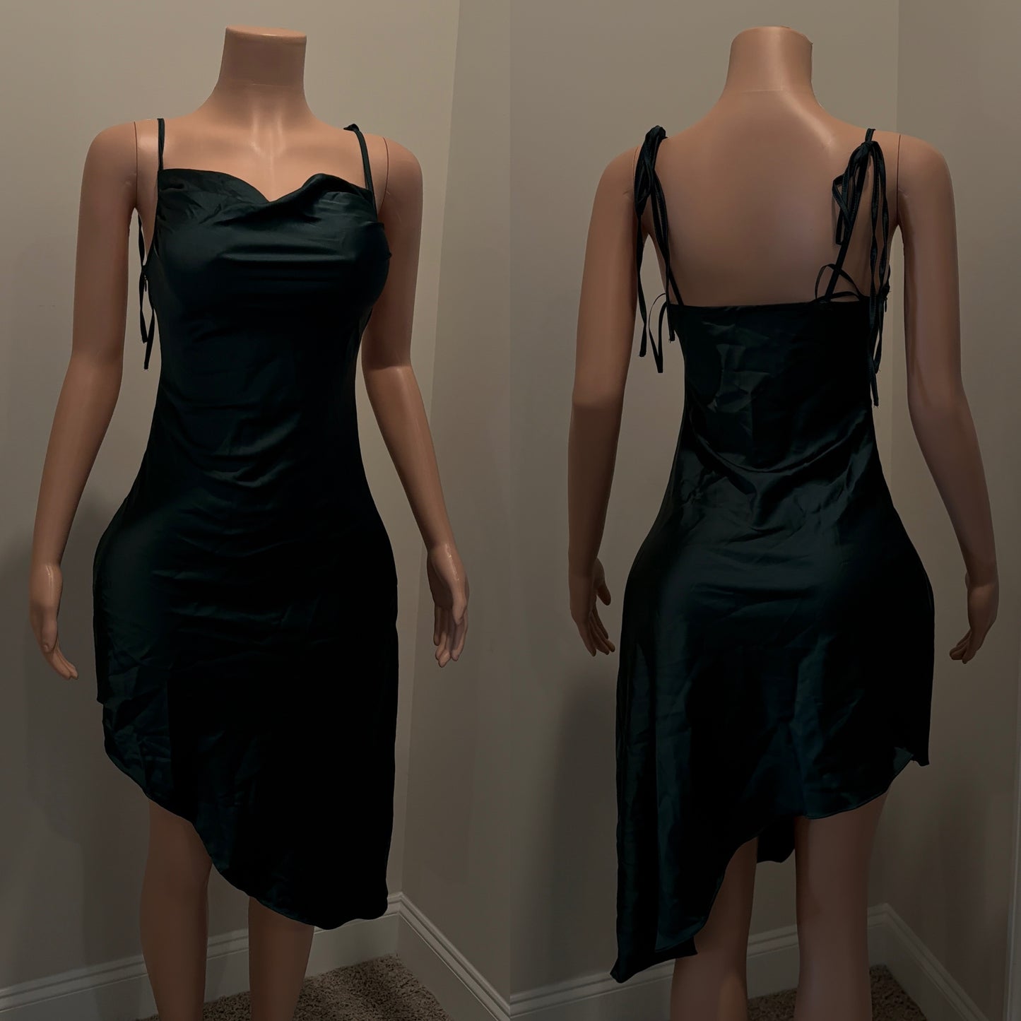 Satin Green Date Night Dress