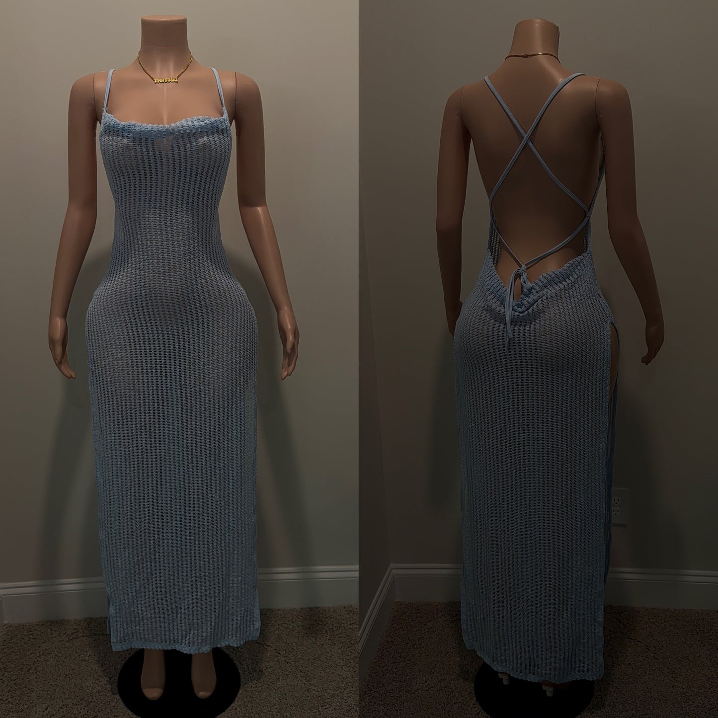 Backless Blue Dress