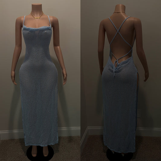 Backless Blue Dress