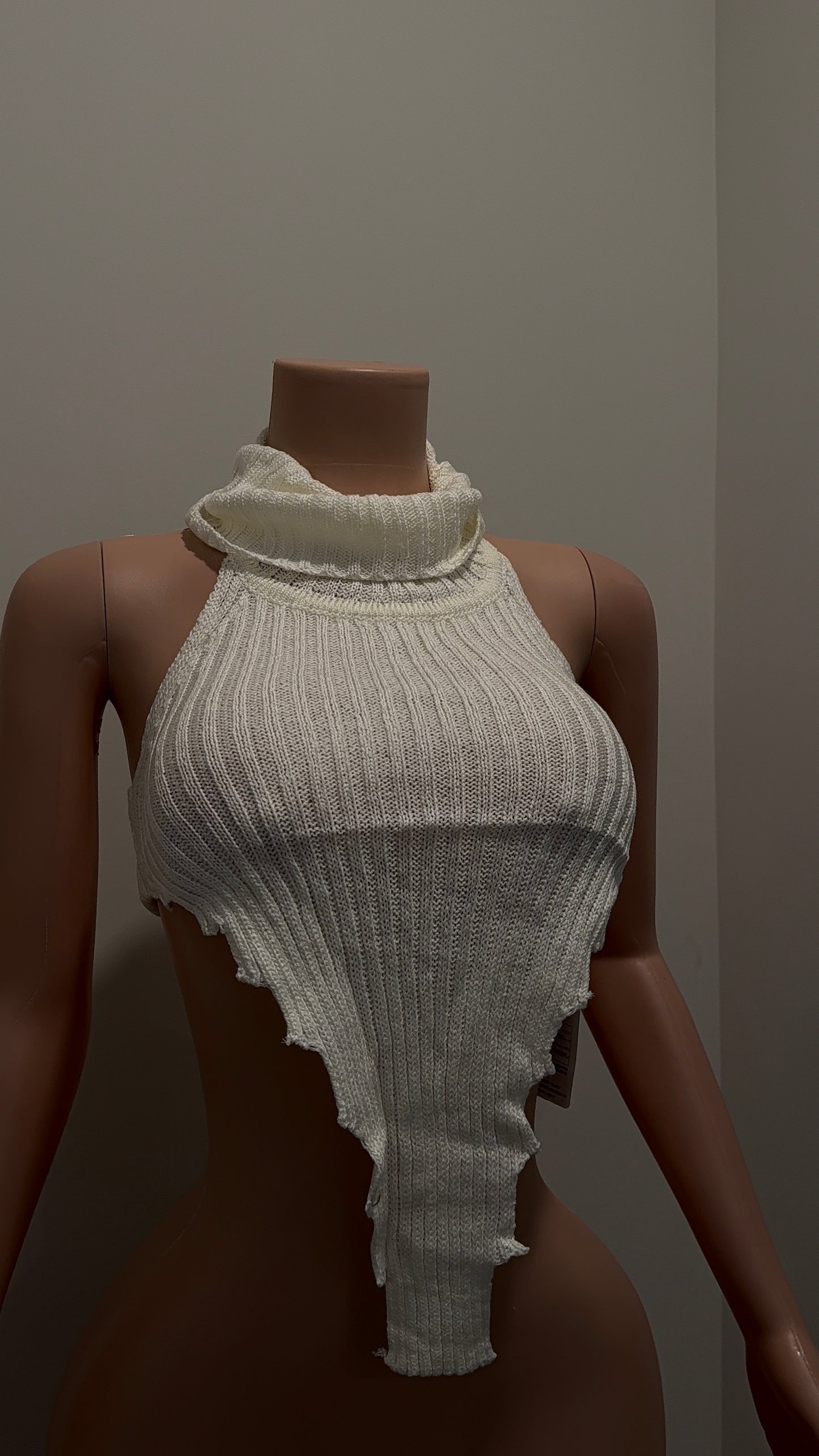 White Turtle Neck Cropped Shirt